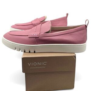 Vionic Chantel Rose Leather Supportive Loafers Womens 12 Comfort Slip On Shoes